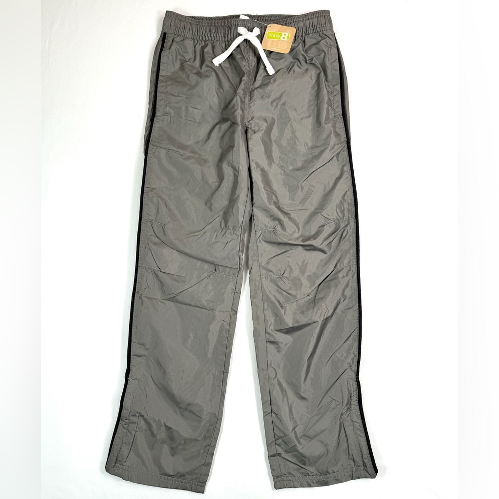 NWT CRAZY 8 RARE FIND Kids' Grey Cotton-Poly Blend Track Pants Sporty Size 7-8